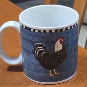 Rooster Design Blue Coffee Mug